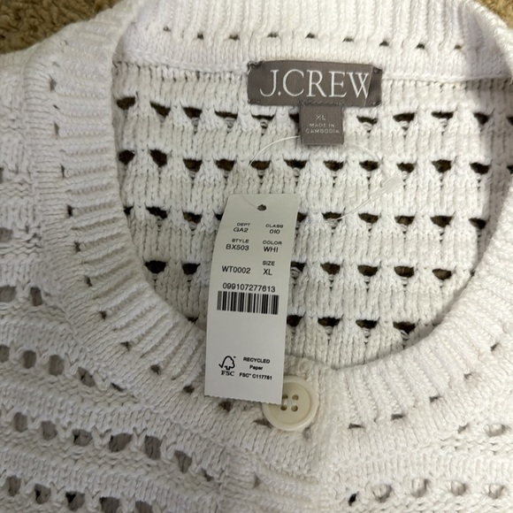 J.Crew Short sleeve pointelle cardigan sweater sz XL NWT - Picture 3 of 3